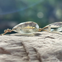 K24純金フック◇リビアングラス ピアス◇K24 Pure Gold Libyan desert glass 8枚目の画像