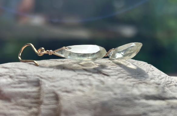 K24純金フック◇リビアングラス ピアス◇K24 Pure Gold Libyan desert glass 14枚目の画像