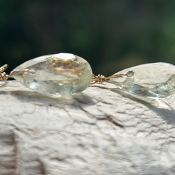 K24純金フック◇リビアングラス ピアス◇K24 Pure Gold Libyan desert glass 3枚目の画像