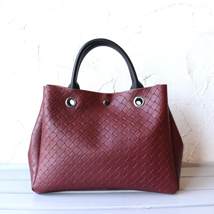 全商品オープニング価格！ 編み込みデザイン 05212 ワインレッド トートバッグ バッグ