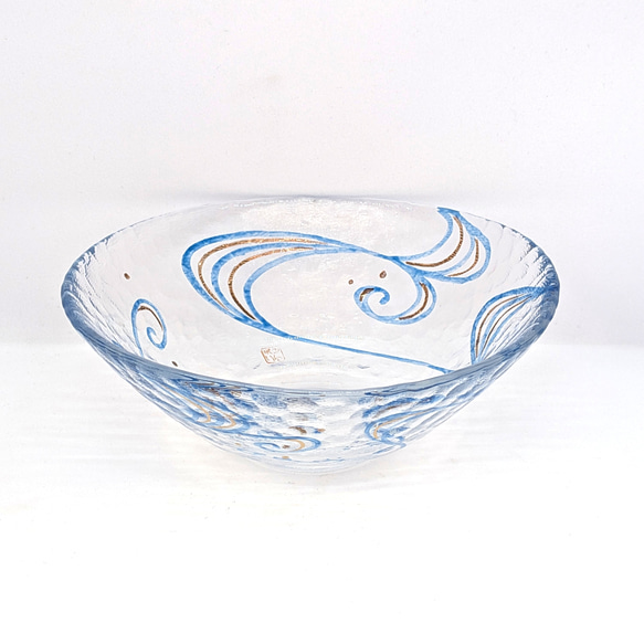 ガラス茶碗『水面流水』京絵付けガラス 耐熱性 京都 京焼 清水焼