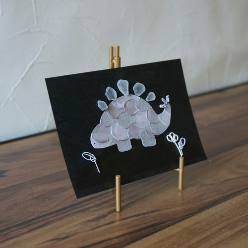 初代すてごさうるすカード【No.4】恐竜ポストカード / シーグラス×水引