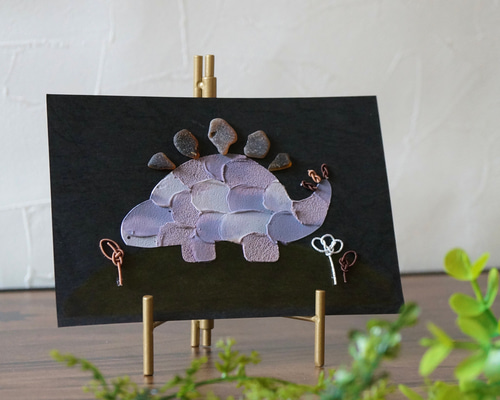 初代すてごさうるすカード【No.5】恐竜ポストカード / シーグラス×水引