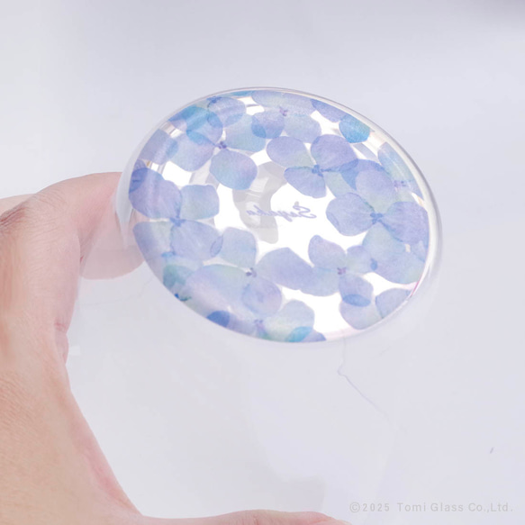 【底に水彩花と名入れ】　花咲くグラス／紫陽花／AN825-aj／Creema限定 4枚目の画像