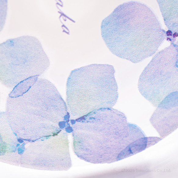 【底に水彩花と名入れ】　花咲くグラス／紫陽花／AN825-aj／Creema限定 9枚目の画像