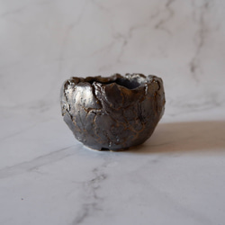 2号富士砂燻し金彩裂紋鉢077　塊根植物　多肉植物　盆栽　植木鉢　作家鉢　鉢皿　沖縄 3枚目の画像