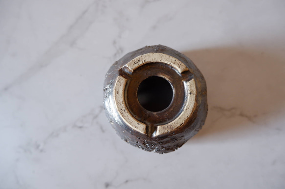 2号富士砂燻し金彩裂紋鉢077　塊根植物　多肉植物　盆栽　植木鉢　作家鉢　鉢皿　沖縄 7枚目の画像