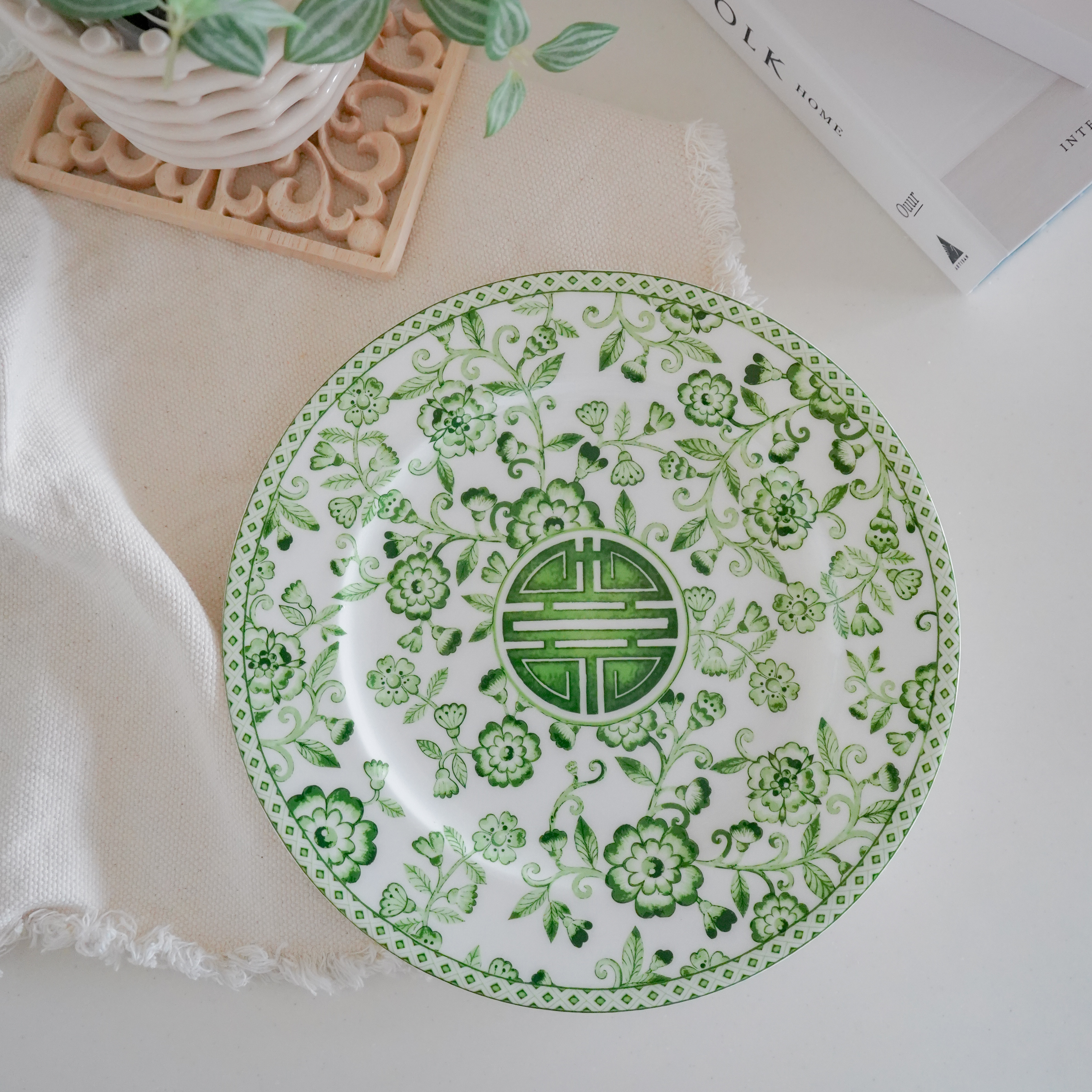 グリーン シノワズリの大皿【限定1点のみ】