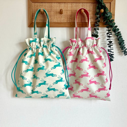 点と線模様製作所＊ウサギ ハンドメイドハンドバッグ USAGI ONLINE限定】RibbonうさぎのFloral bag（トートバッグ