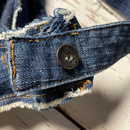 リメイクデニム 切りっぱなしフリンジ ショルダーバッグbag-0011
