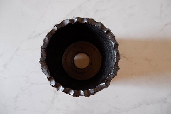 4号艶流紋黒鉢090　塊根植物　多肉植物　盆栽　植木鉢　作家鉢　鉢皿　沖縄 5枚目の画像