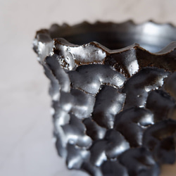 4号艶流紋黒鉢090　塊根植物　多肉植物　盆栽　植木鉢　作家鉢　鉢皿　沖縄 2枚目の画像