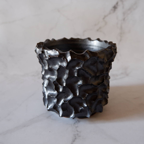 4号艶流紋黒鉢090 塊根植物 多肉植物 盆栽 植木鉢 作家鉢 鉢皿