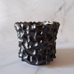 4号艶流紋黒鉢090　塊根植物　多肉植物　盆栽　植木鉢　作家鉢　鉢皿　沖縄 3枚目の画像