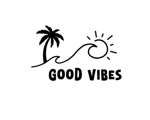 C-008 surfサーフ ステッカーGOOD VIBES パームツリー 波 サーフィン
