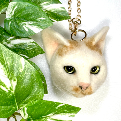 白茶猫の猫バッグチャーム931 羊毛フェルト 羊毛フェルト猫 茶白