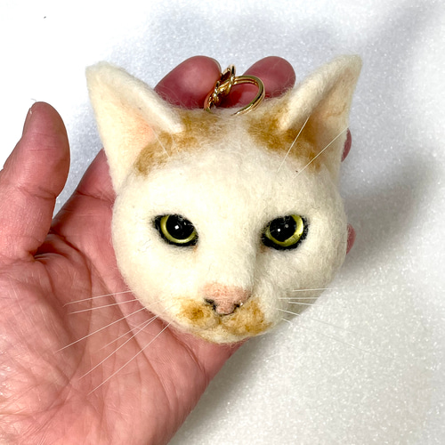 白茶猫の猫バッグチャーム931 羊毛フェルト 羊毛フェルト猫 茶白