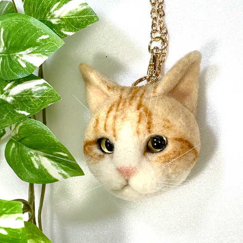 茶トラ白猫の猫バッグチャーム929 羊毛フェルト 羊毛フェルト猫