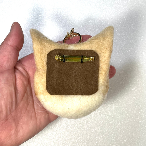 茶トラ白猫の猫バッグチャーム929 羊毛フェルト 羊毛フェルト猫 茶トラ