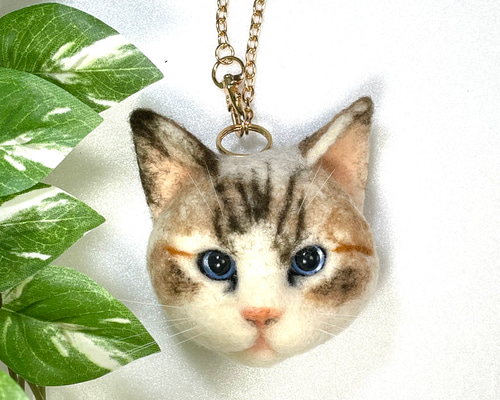 混色の猫バッグチャーム955 羊毛フェルト 羊毛フェルト猫 キャリコ 猫