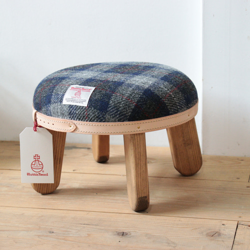 HARRIS TWEED】ウール まぁるいキッズスツール ハリスツイード