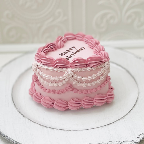 ハートホイップクレイケーキ✳︎モカピンク＊色変更可＊センイルケーキ