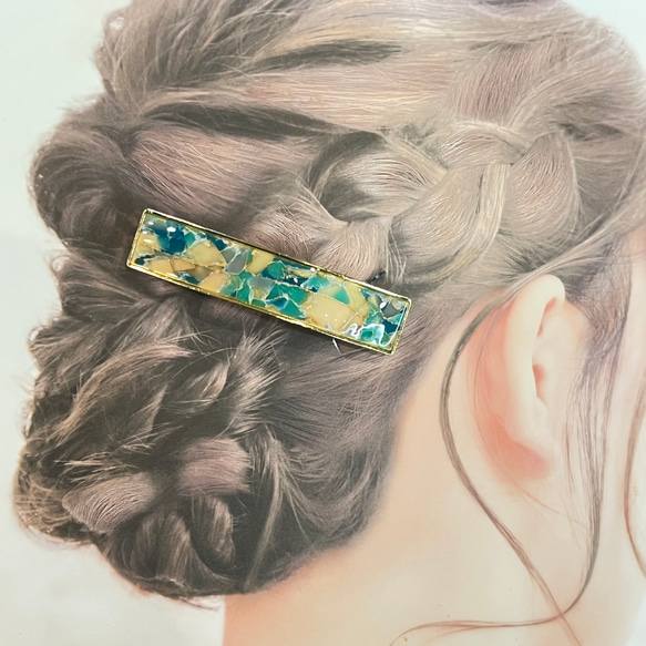 【1点もの】ポリマークレイの大きめバレッタ　【縦約18mm×横約84mm】 5枚目の画像