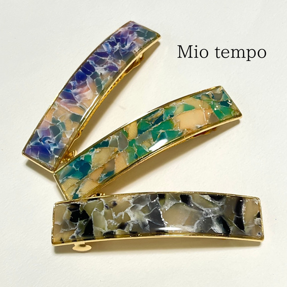 【1点もの】ポリマークレイの大きめバレッタ　【縦約18mm×横約84mm】 1枚目の画像