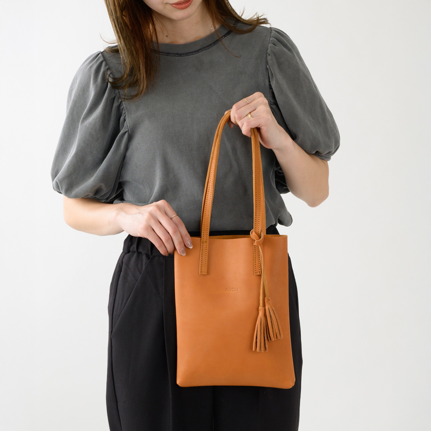 アノン ナチュラルレザー・ミニトートバック 1枚革 オイルドレザー ANON [SS-B005]