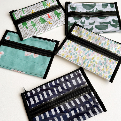 簡単仕分け！お金管理ポーチ♡ ⁡【片面クリアタイプ】sora check white