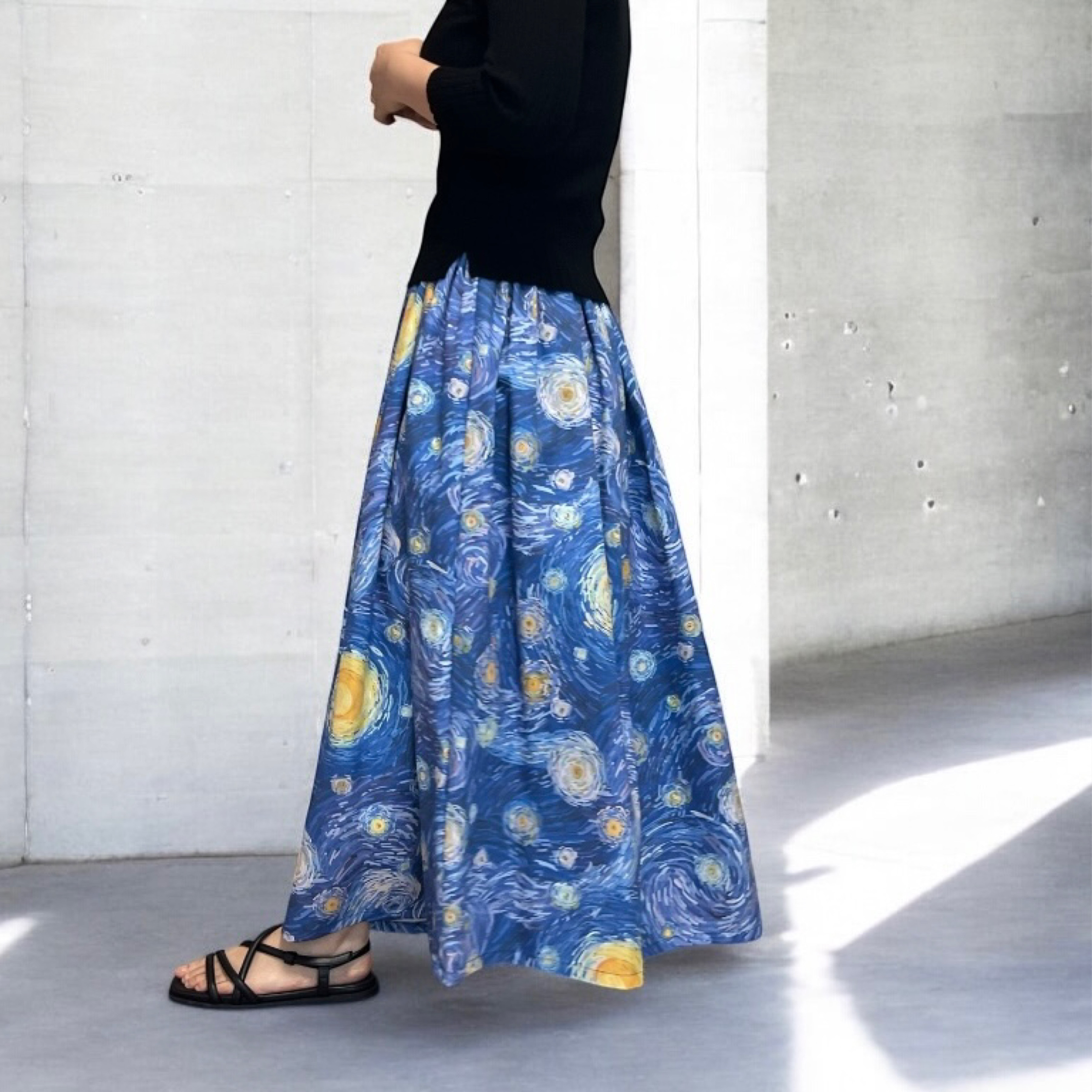 oriental♪オリジナルテキスタイルのギャザースカート　月夜