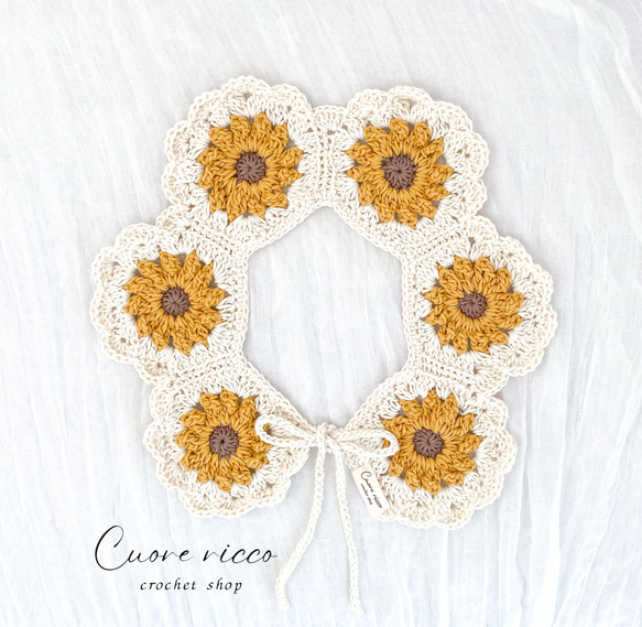☆ひまわりママ☆専用2点 Himawari collar ひまわりつけ襟 ベビーキッズ つけ襟 スタイ