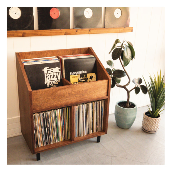 DIG THE RECORD SHELF  レコード収納　本棚　マンガ　文庫本　ビンテージ　ミッドセンチュリー 1枚目の画像