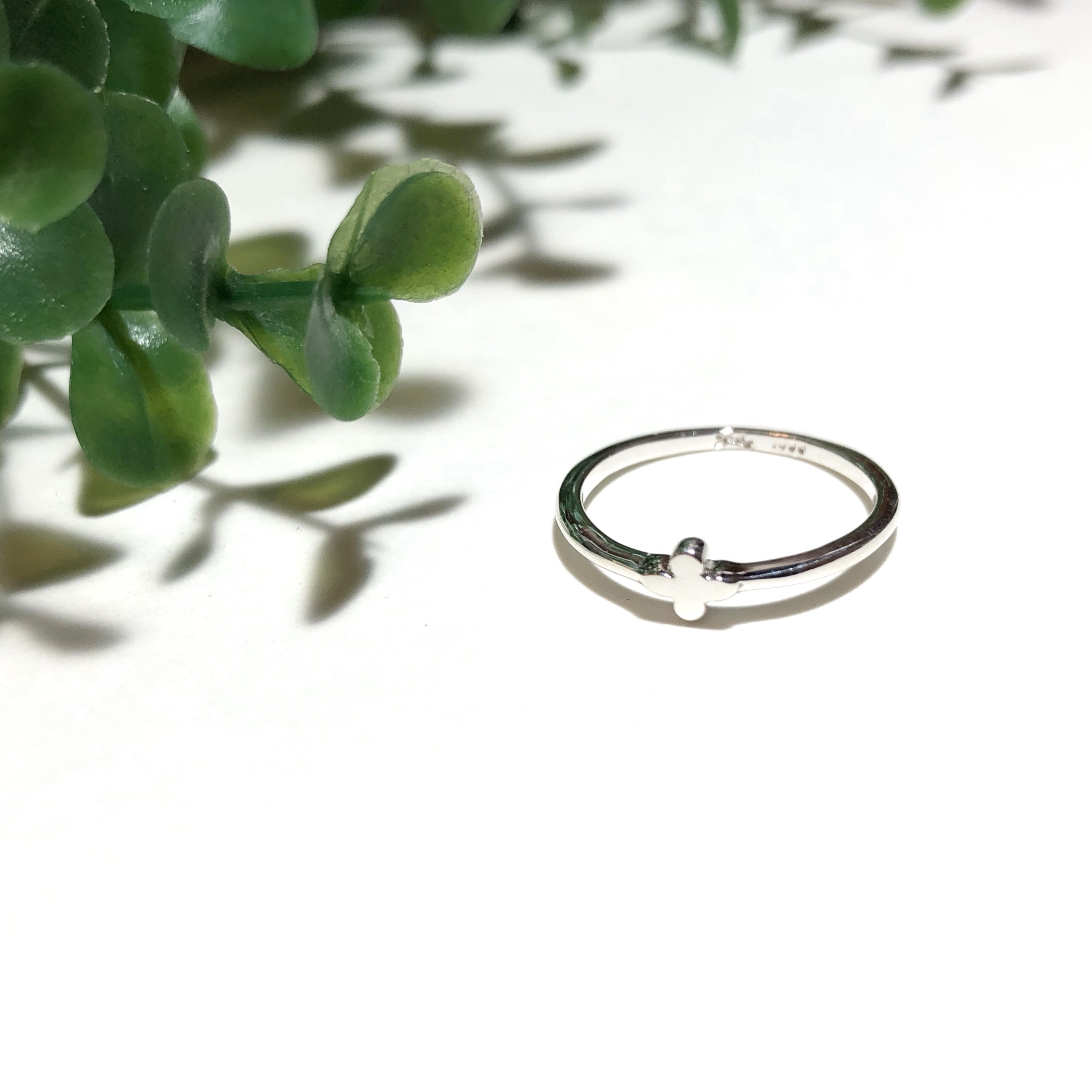 純銀製＊クロス  シンプルワンポイントリング・ピンキーリング