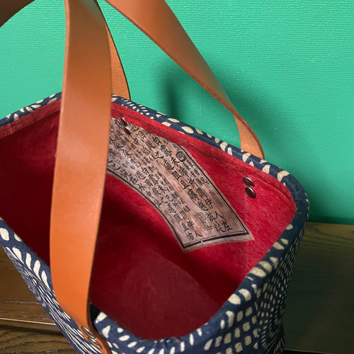 一閑張りバッグ 型染め 一閑張りバッグ 型染め