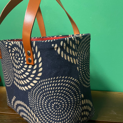 一閑張りバック/愛染/和紙/和柄/青系（IKK014） かごバッグ Jun