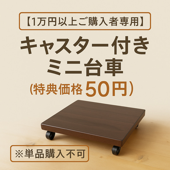 【1万円以上ご購入者専用】キャスター付きミニ台車（特典価格50円）※単品不可 1枚目の画像