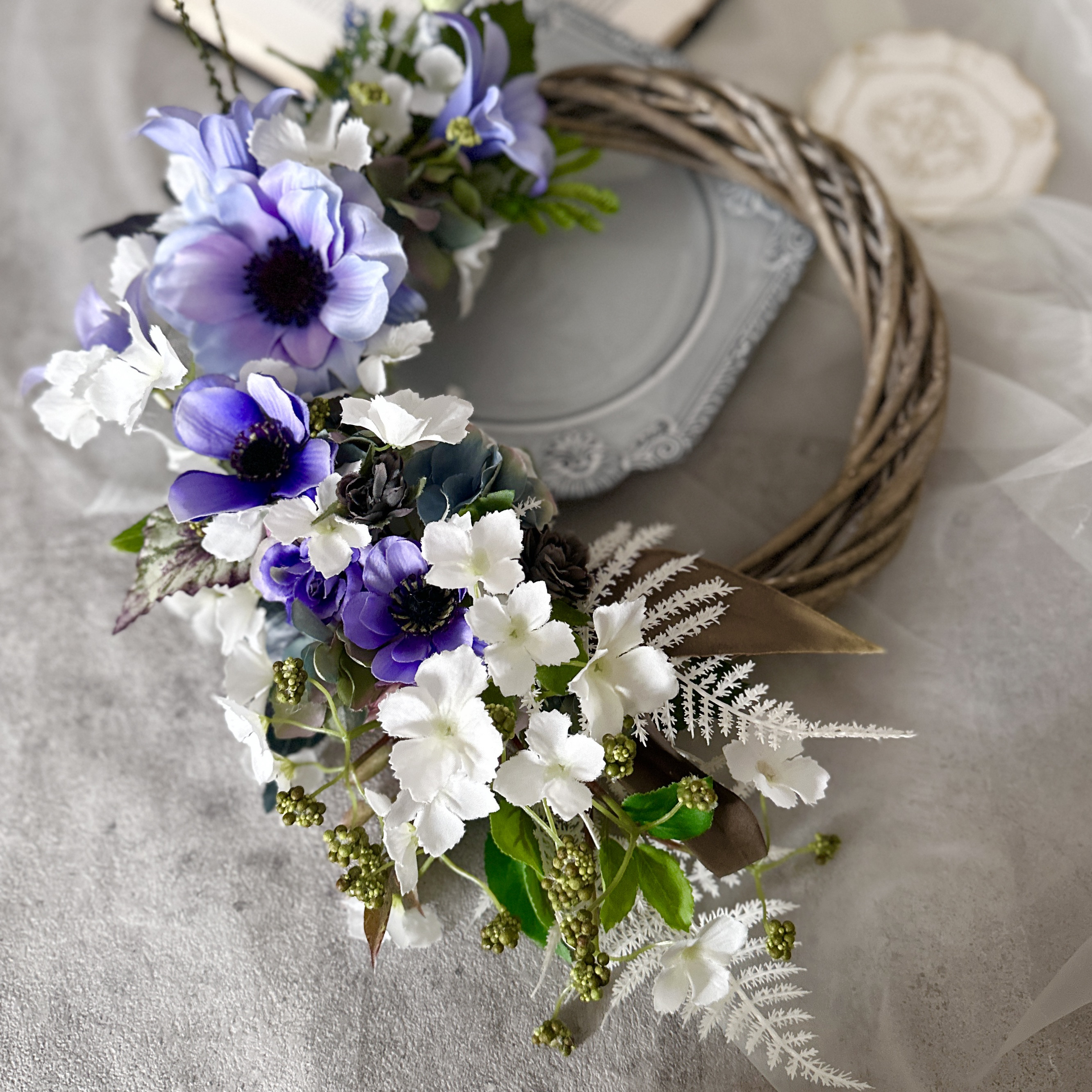 hydramgea【夏リース・紫陽花リース・アネモネリース・玄関リース・ドアリース】