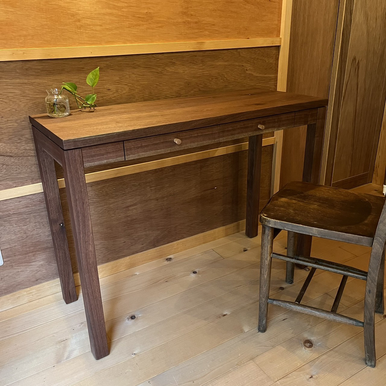 ウォルナット　デスク　文机　学習机　ミシン台　作業台　ワークテーブル　テーブル