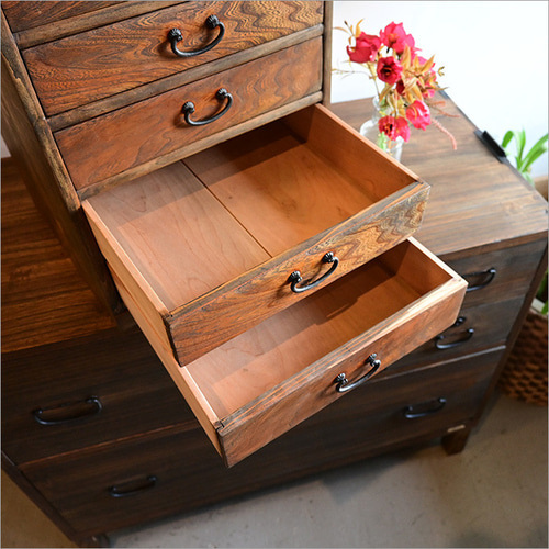 小引き出し 5段 木製 アンティーク リメイク品 小物収納 小物
