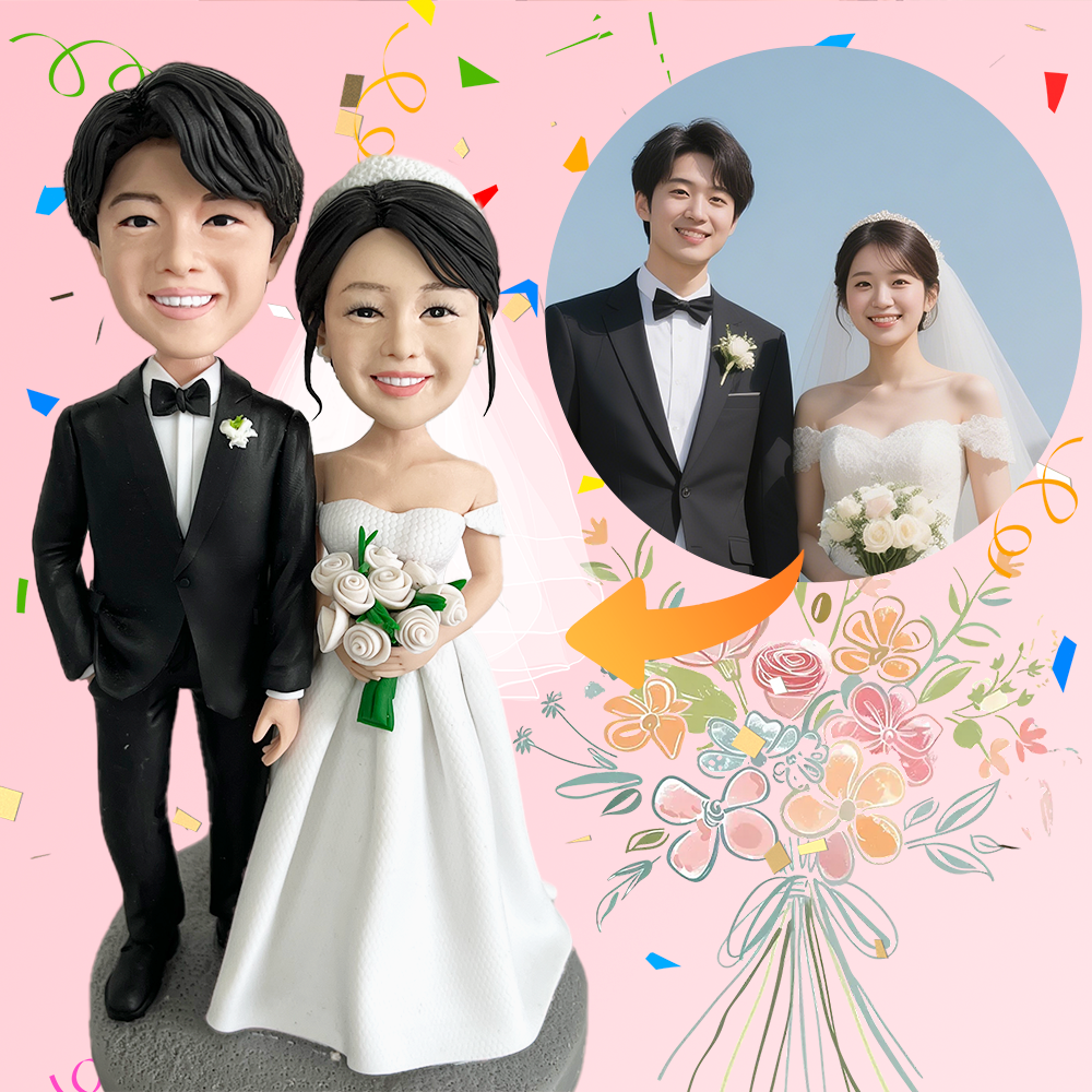 【二人オリジナルフィギュア】結婚祝い 結婚周年記念品 銀婚式金婚式プレゼント 両親への贈り物 写真からフィギュア