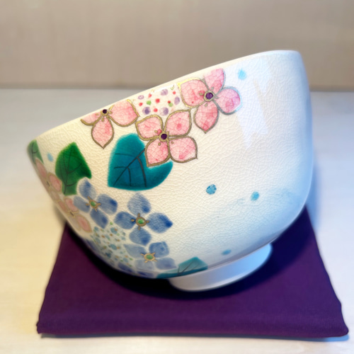 色絵 水玉紫陽花 抹茶茶碗 茶碗・めし碗 清香〜きよか〜 通販