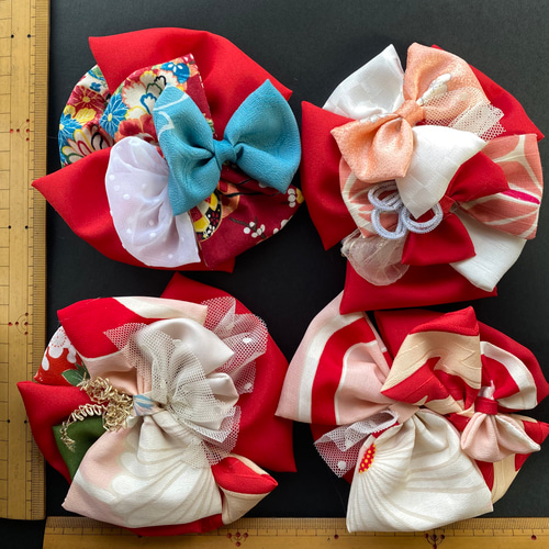 m.y 大きな赤いリボンのヘアアクセサリー とピンクの髪飾り 赤 ピンク リボン 髪飾り 七五三 成人式 ヘアアクセサリー その他ヘア