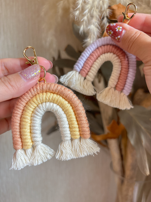 選べるカラー】マクラメレインボーキーホルダー/マクラメキーホルダー