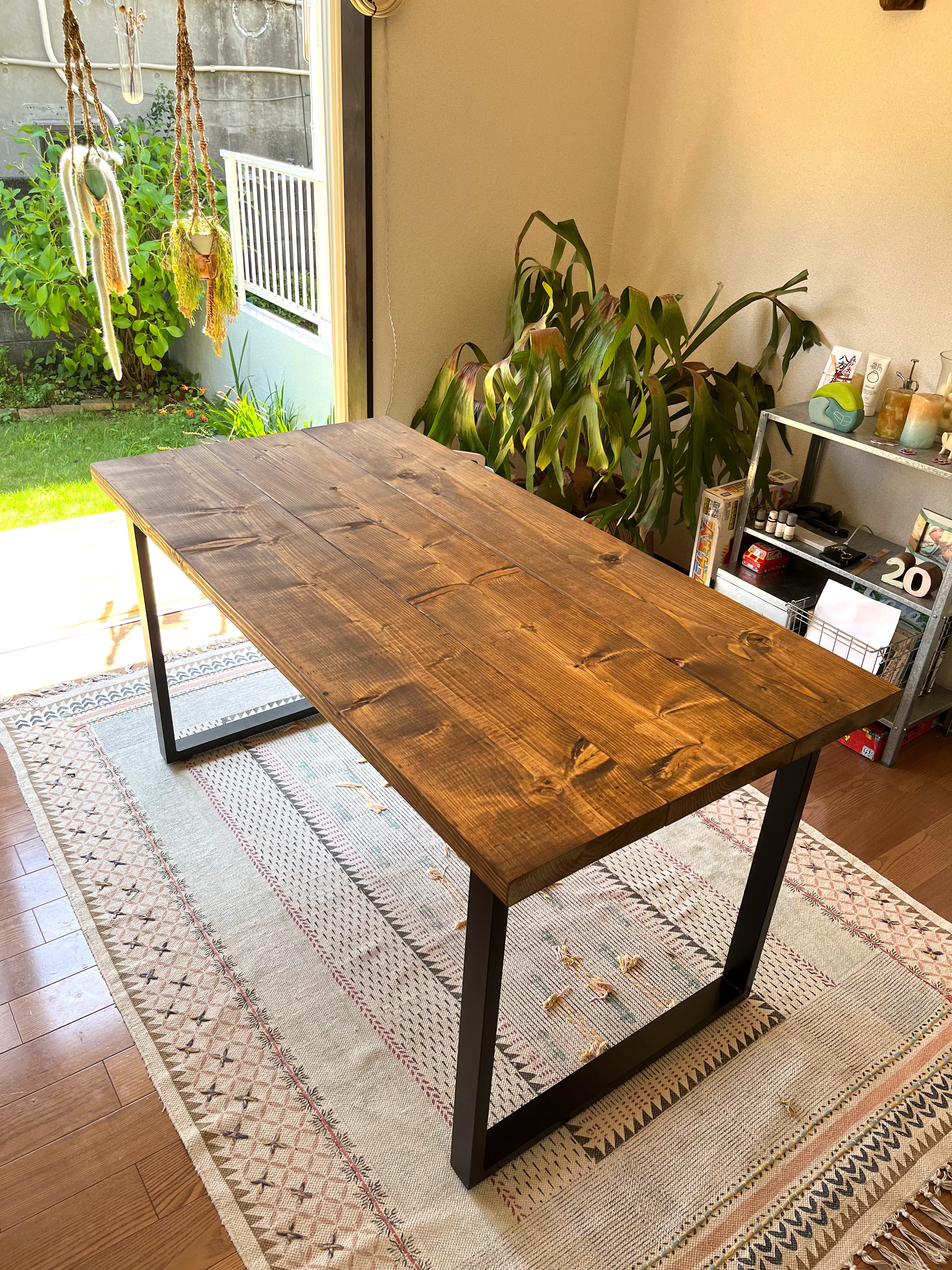 ★カスタマイズOK★【幅120x70】杉無垢材テーブル  ※天板のサイズと色をお選び頂けます