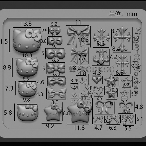3Dネイルシリコンモールド クロムハーツ 十字架 クロス リボン