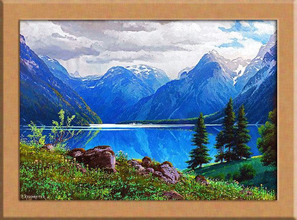 湖の風景画 A4 ドイツのアート 絵画 ARTE 通販 19359943｜Creema