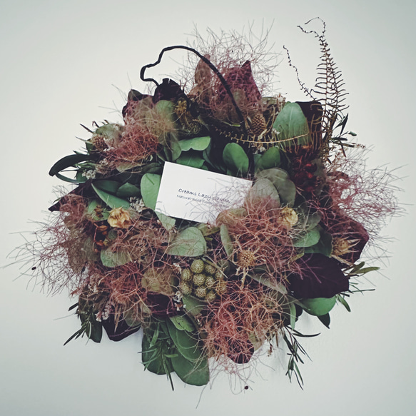 5-24 Botanical wreath 13 スモークツリーとポポラスのリース リース
