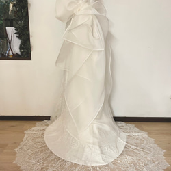 フランス製 セパレートウェディングドレス7-9号 花柄刺繍レーストップス セパレートウエディングドレス