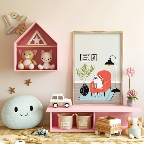 アートポスター 猫 動物イラスト 北欧風 癒し やさしい おしゃれ